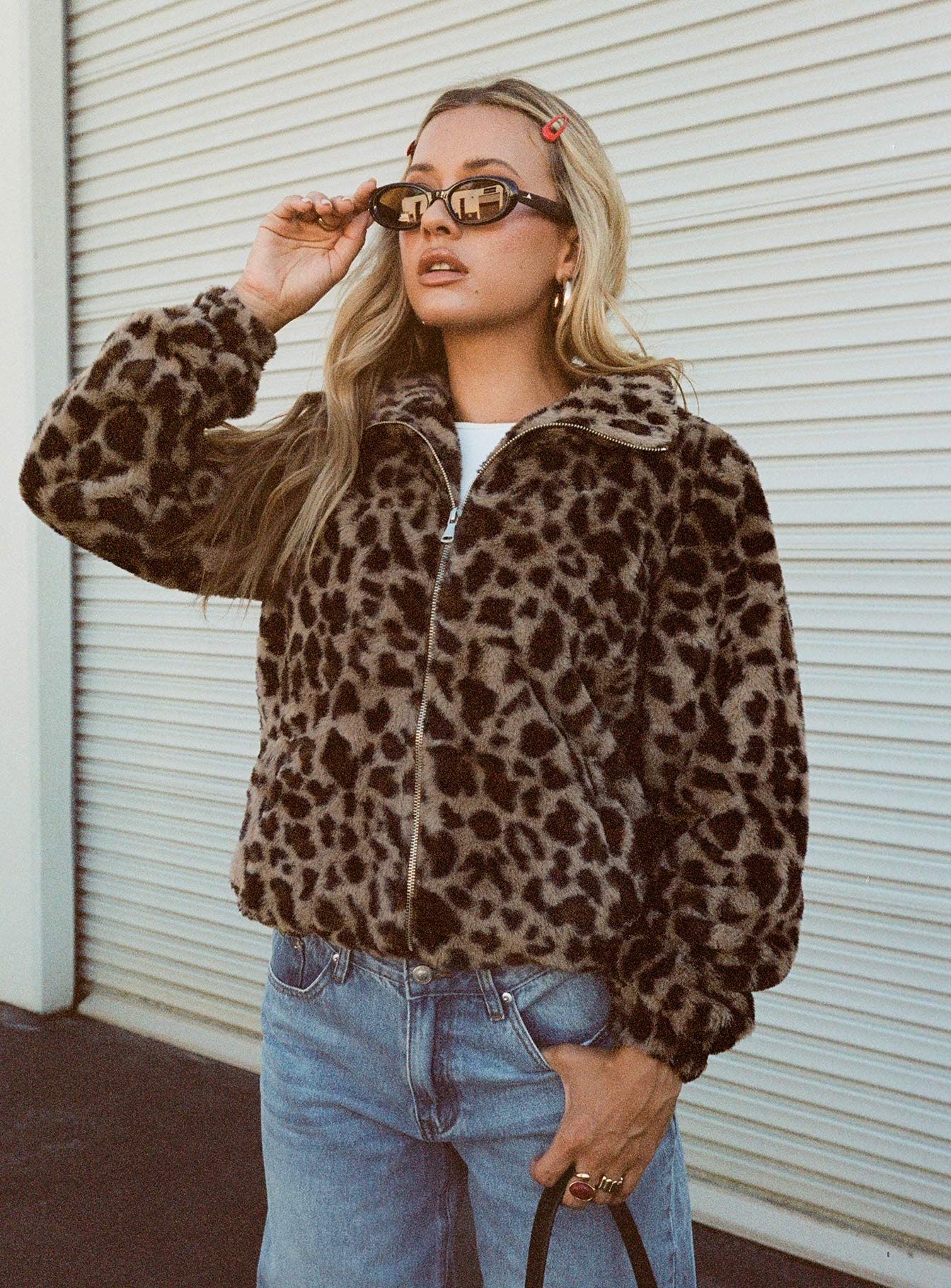 Caine Faux Fur Jacket Leopard