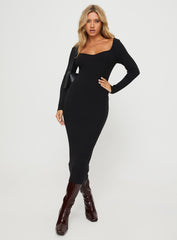 Kaseem Long Sleeve Maxi Dress Black