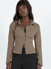 Anni Pinstripe Shirt Beige