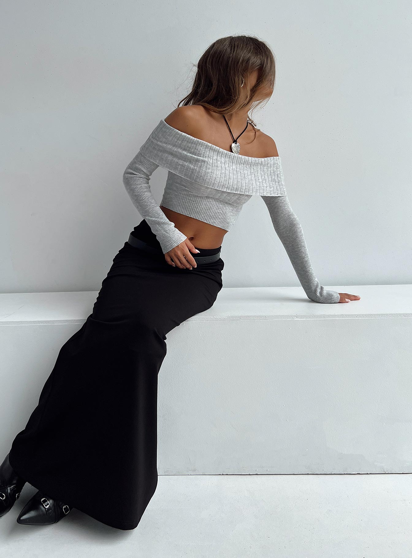 Tagula Off The Shoulder Top Grey