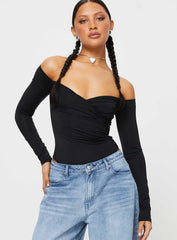 Tarine Wrap Bodysuit Black