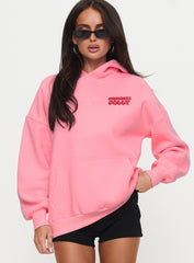 Princess Polly Hooded Sweatshirt Bubble Text Pink / Red