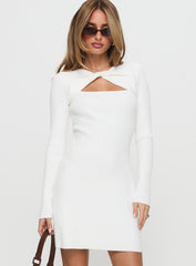 Valeriya Long Sleeve Knit Mini Dress White