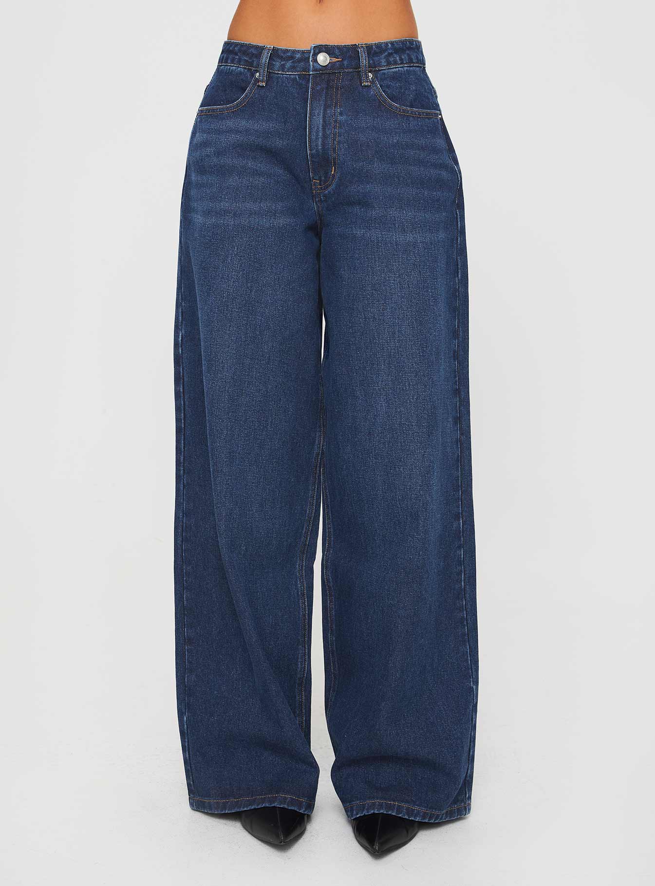 Naylor Wide Leg Jeans Mid Blue Denim