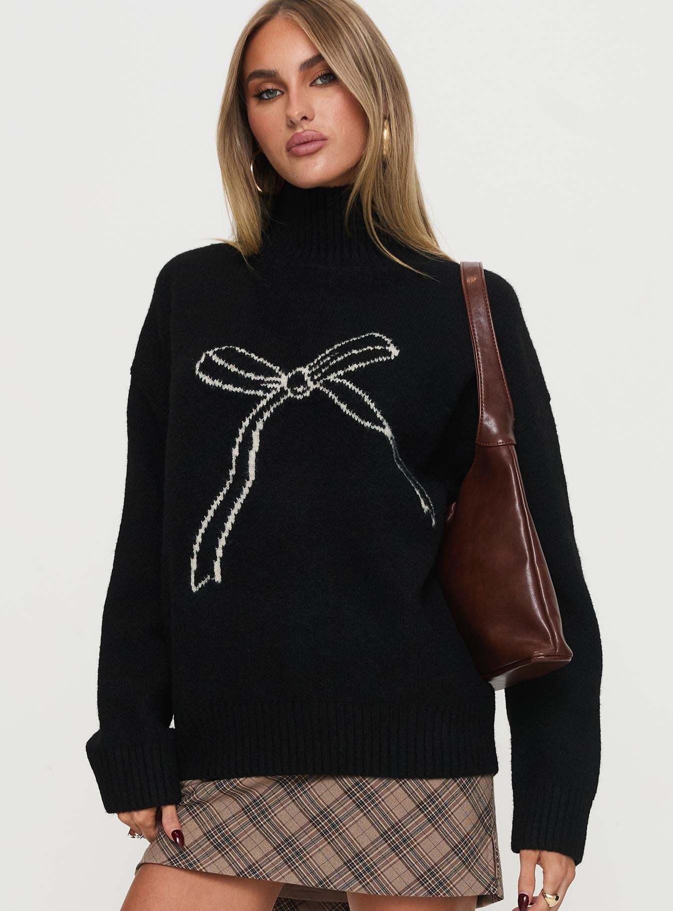 Shes So Sweet Bow Knit Sweater Black