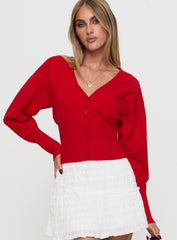 Wistfully Knit Cardigan Red