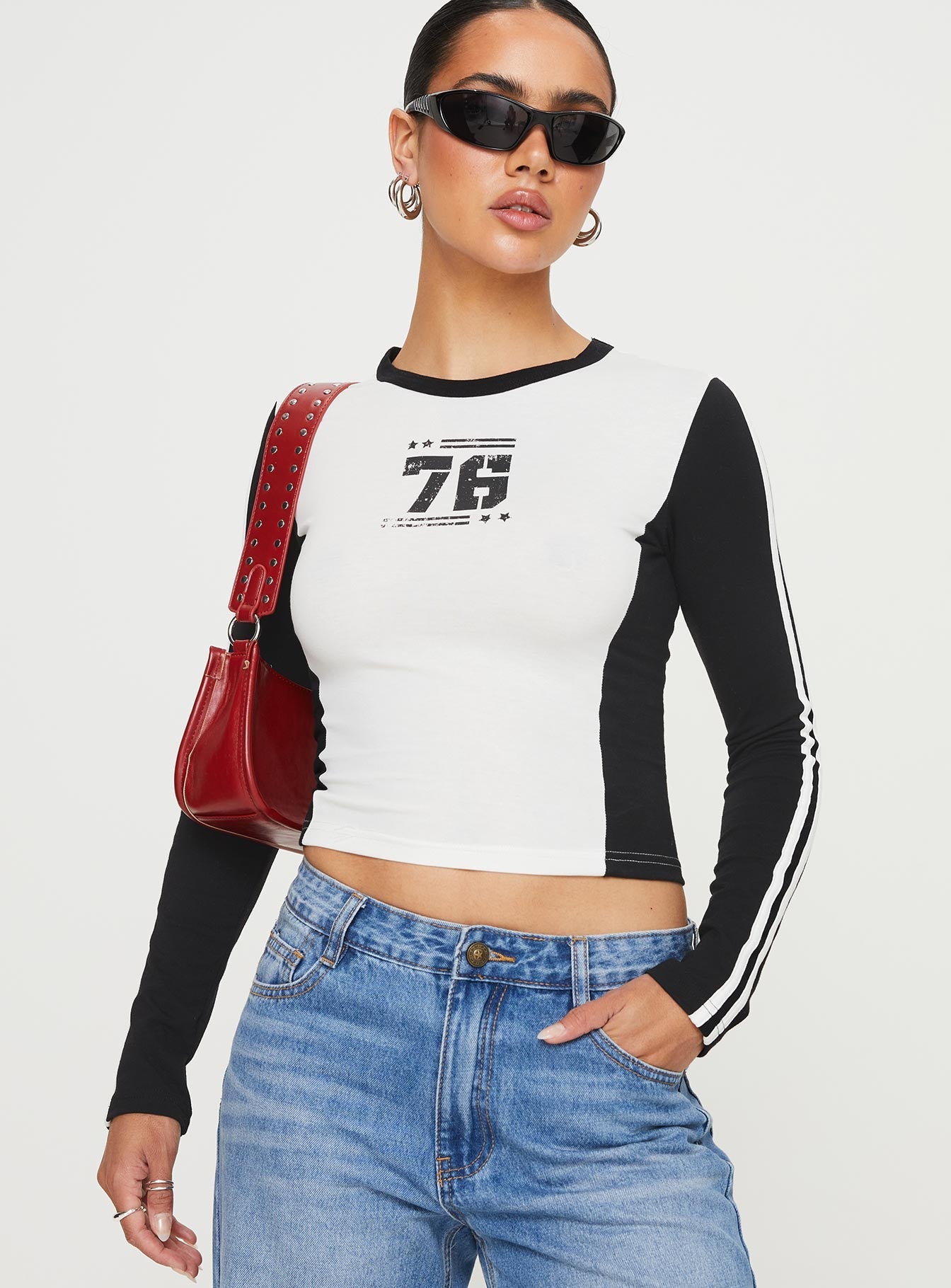 Letina Long Sleeve Top Black / White