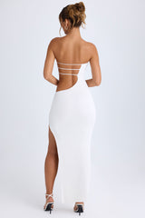 Cut-Out Bandeau Maxi Dress in White