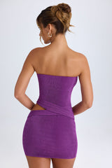 Cut-Out Bandeau Mini Dress in Grape