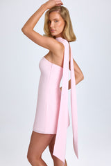 Scarf-Detail A-Line Mini Dress in Blush