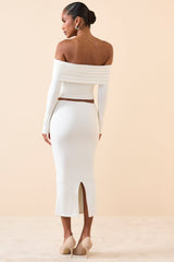 Modal Mid-Rise Midaxi Skirt in White