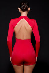 Cut-Out Unitard in Fire Red