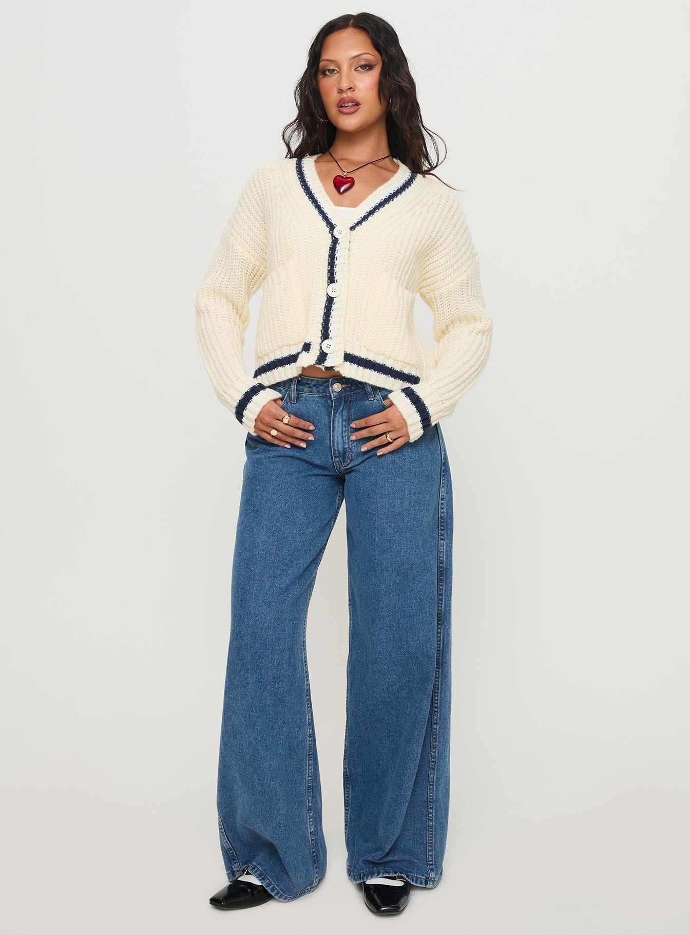 Tavian Knit Cardigan Navy / Cream