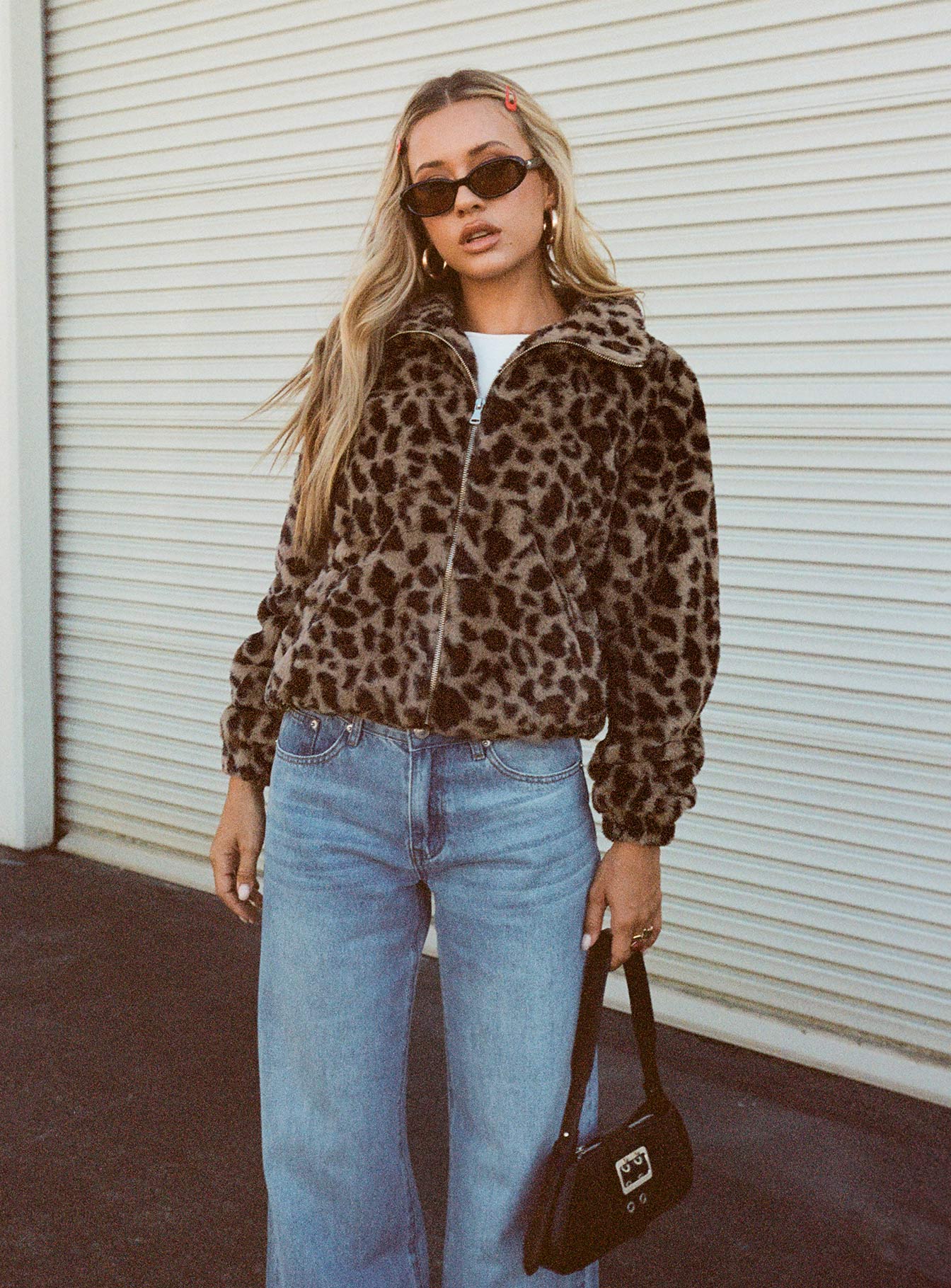 Caine Faux Fur Jacket Leopard