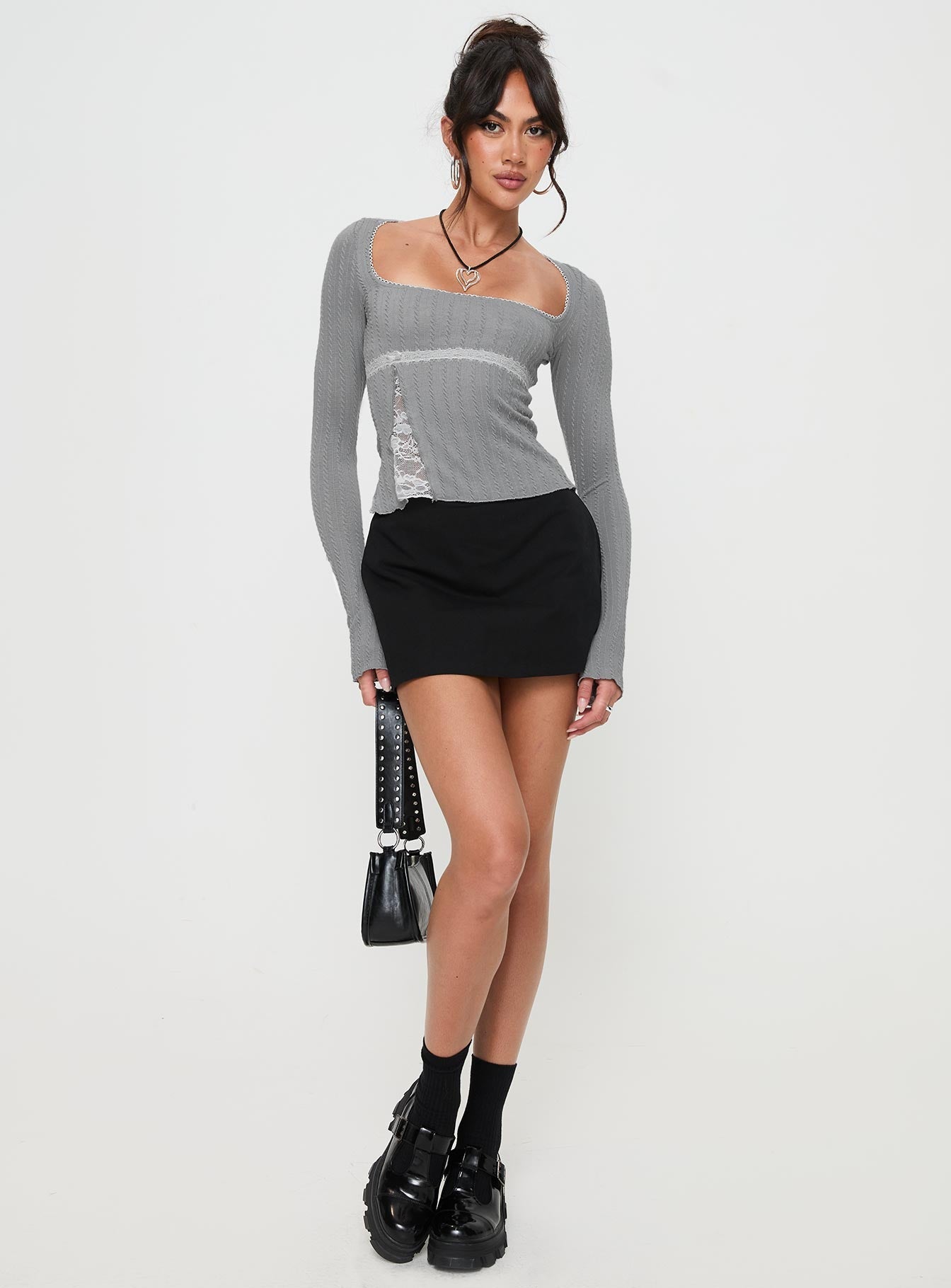 Noir Long Sleeve Top Grey