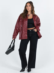 Callie Faux Leather Jacket Burgundy