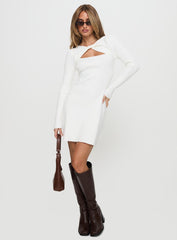 Valeriya Long Sleeve Knit Mini Dress White