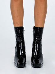 Jamie Croc Platform Boots Black