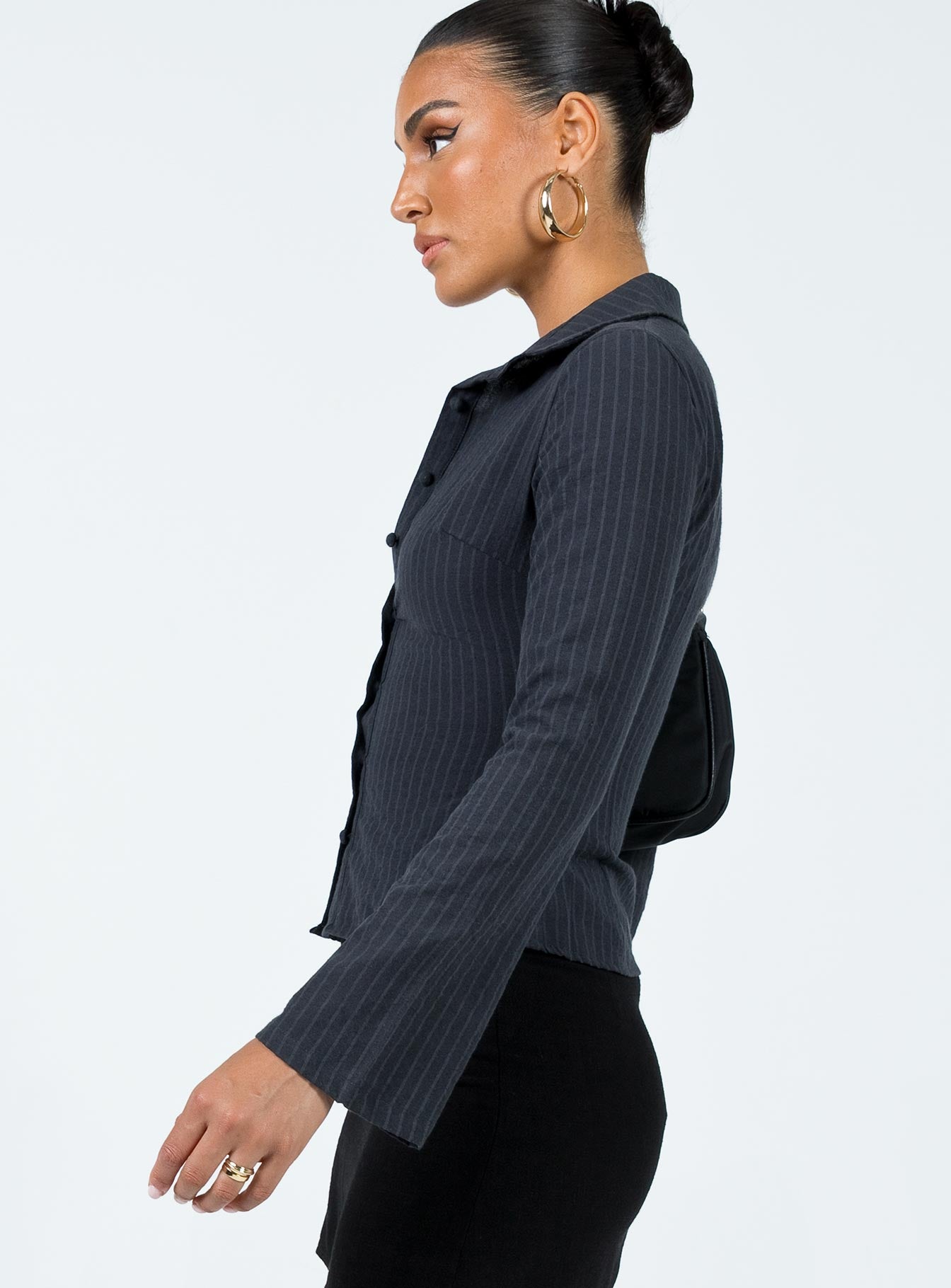 Anni Pinstripe Shirt Black