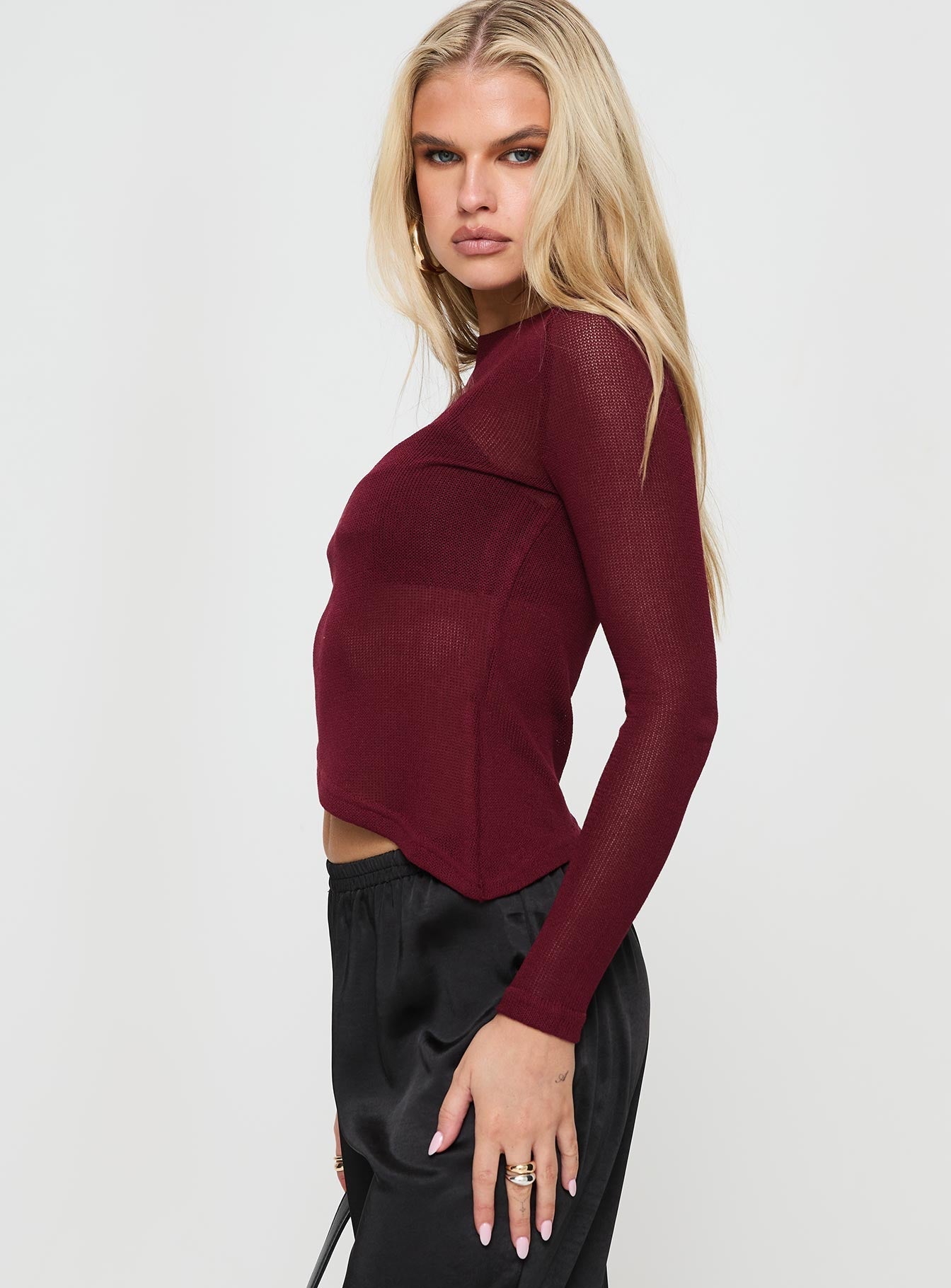 Pratt Long Sleeve Top Burgundy