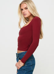 Selenie Long Sleeve Top Red