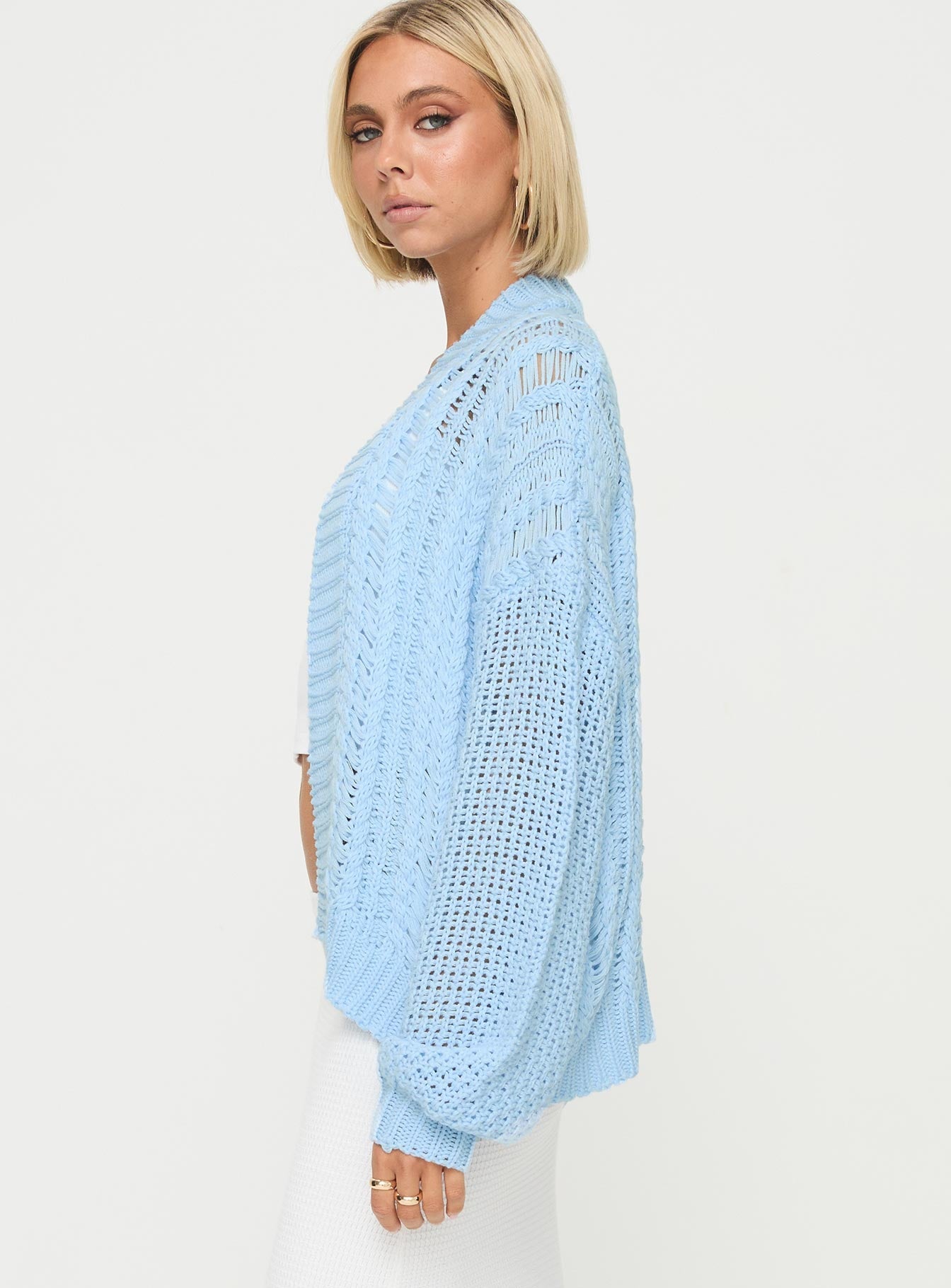 Abner Cable Cardigan Blue