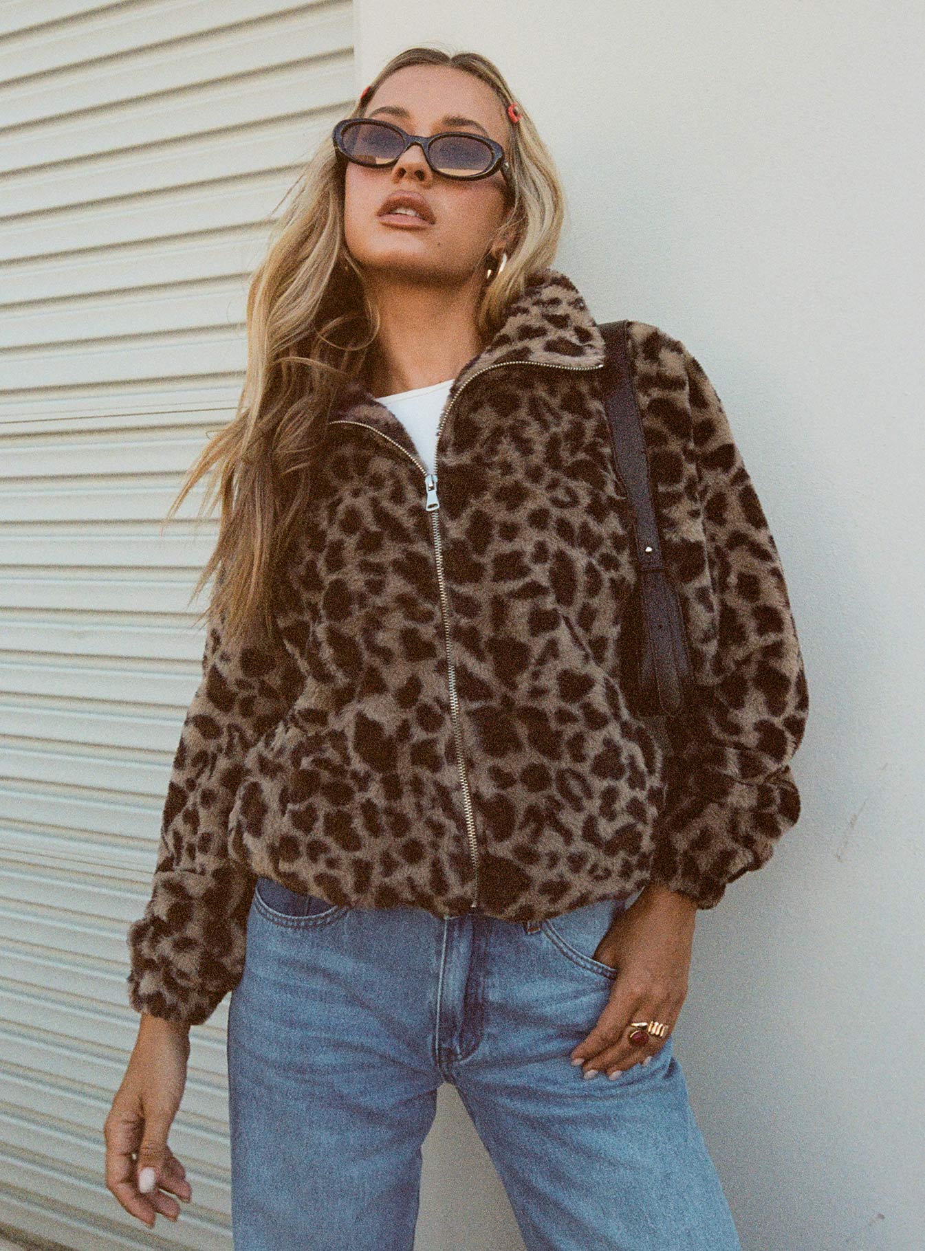 Caine Faux Fur Jacket Leopard