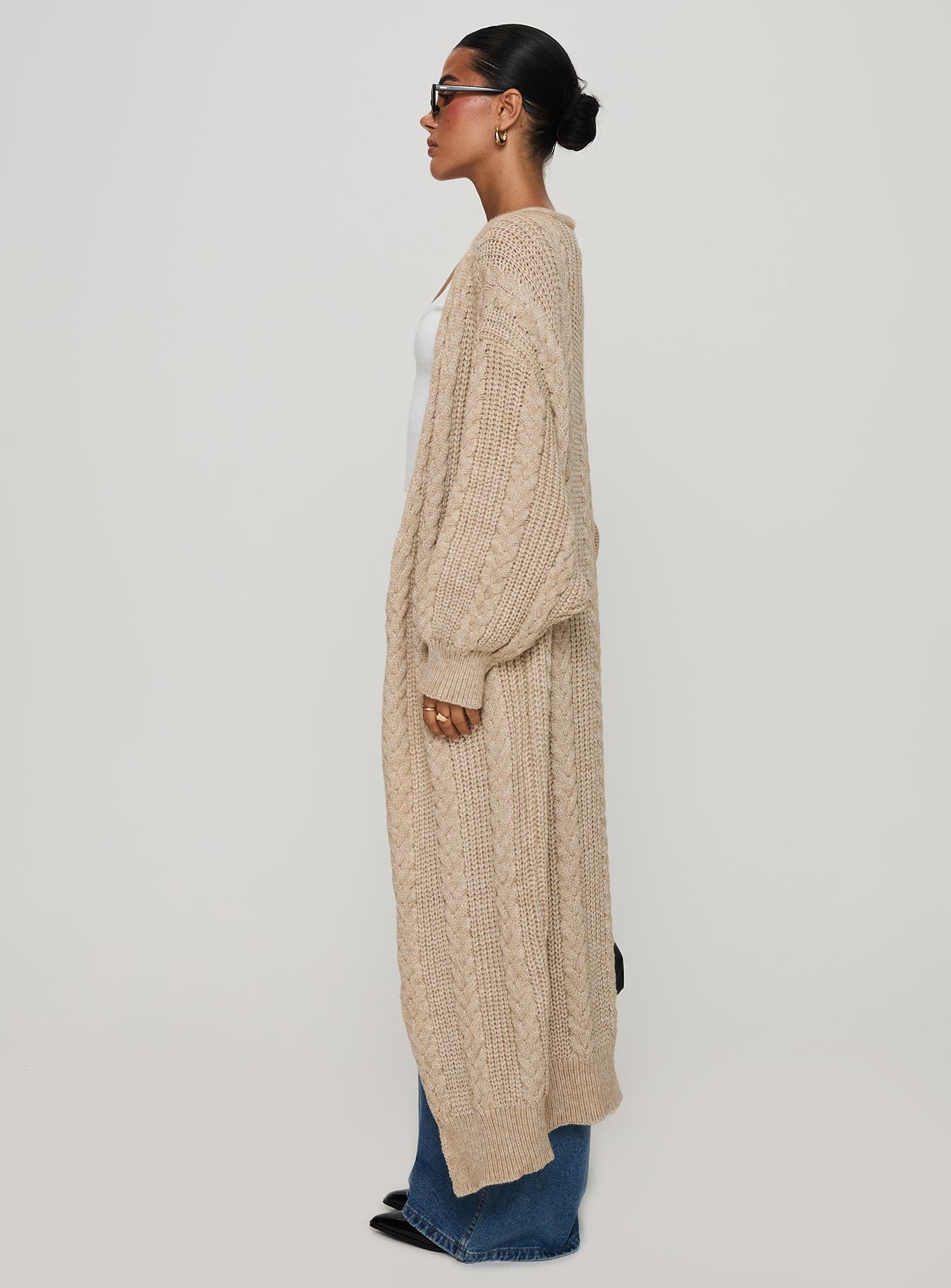 Orkid Cable Knit Cardigan Beige