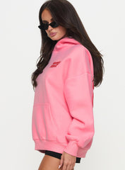 Princess Polly Hooded Sweatshirt Bubble Text Pink / Red