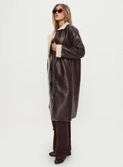 Ammelia Shearling Long-line Jacket Brown