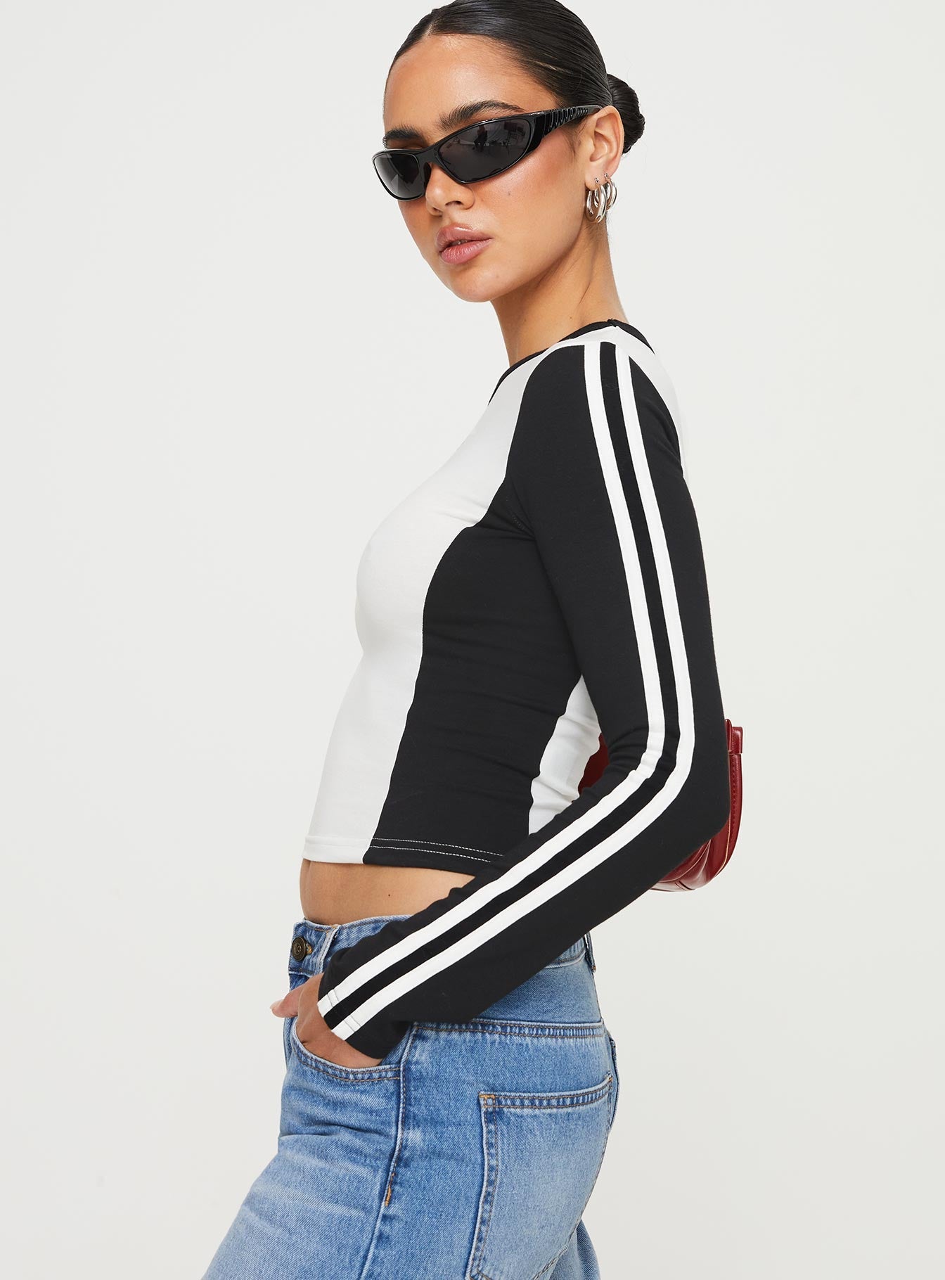 Letina Long Sleeve Top Black / White