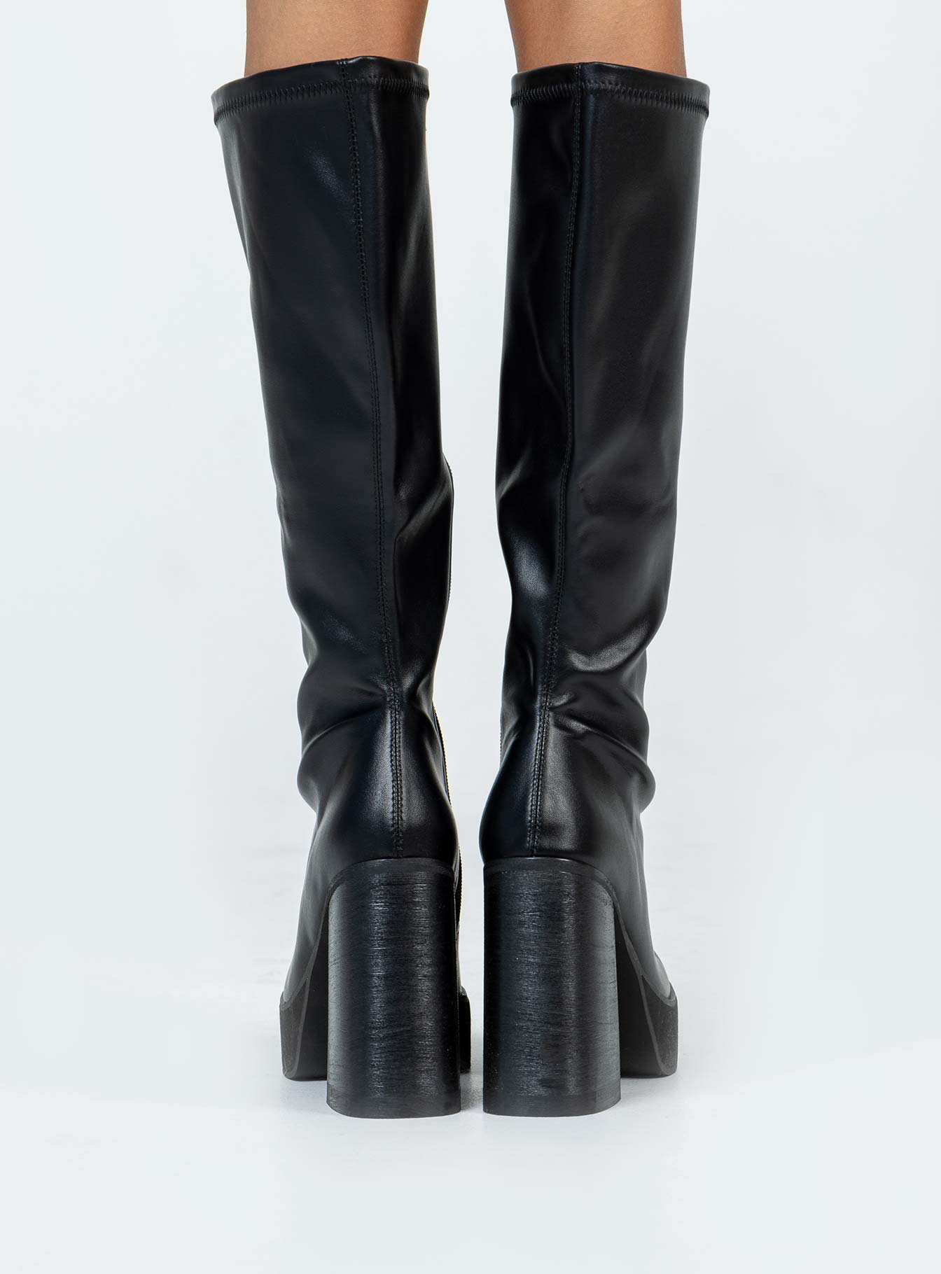 Coline Knee High Platform Boots Black