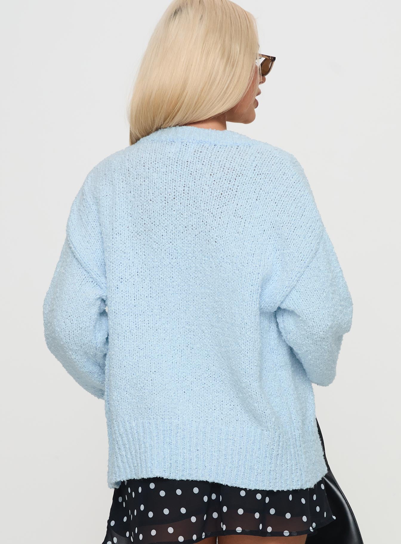 Coronado Boucle Knit Cardigan Blue