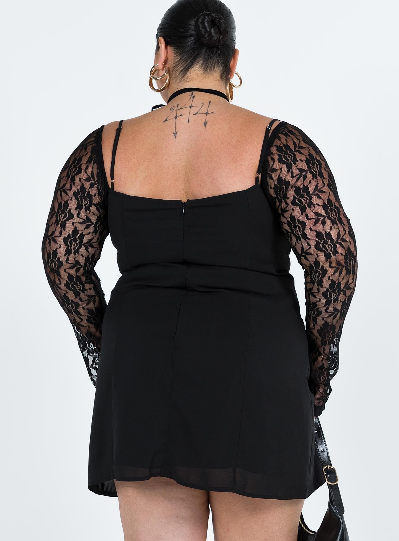 Ashwood Lace Sleeve Mini Dress Black Curve