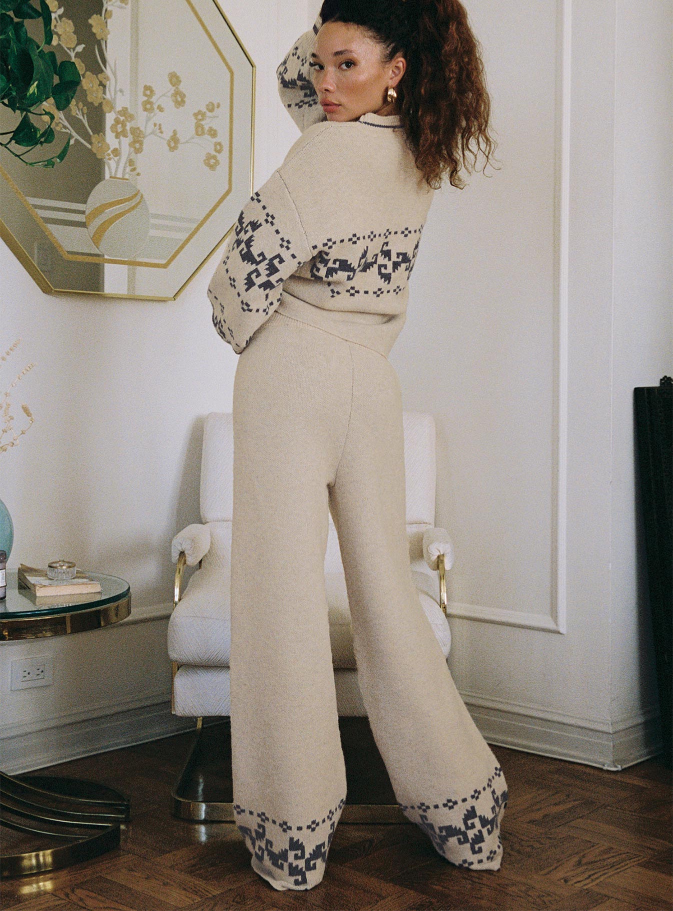 Alpine Knit Pants Cream / Blue