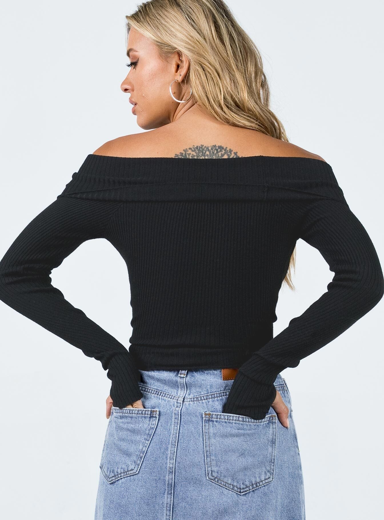 Morley Off Shoulder Sweater Black