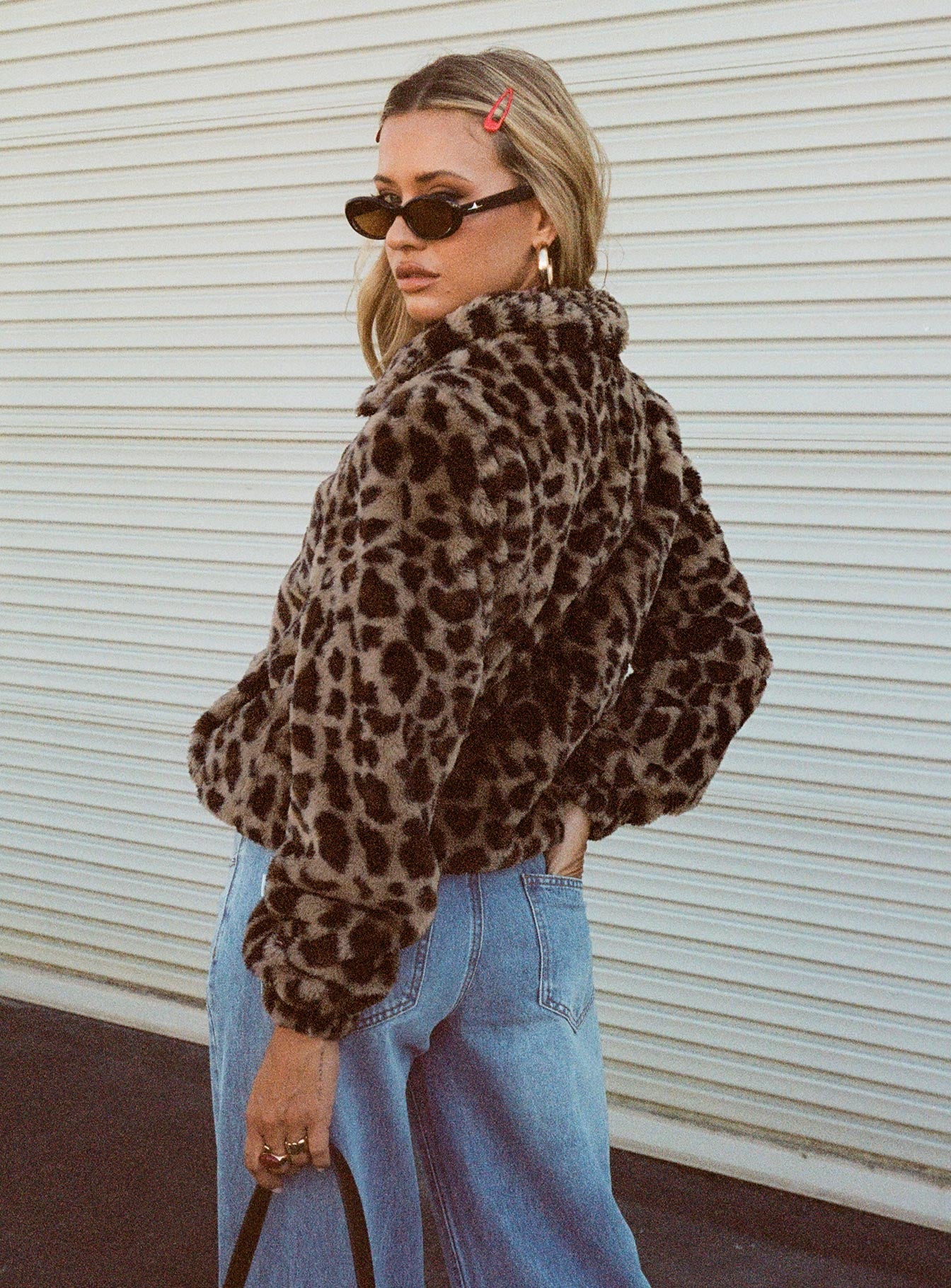 Caine Faux Fur Jacket Leopard