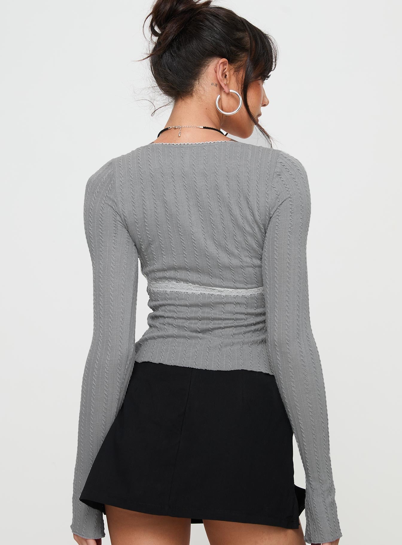 Noir Long Sleeve Top Grey