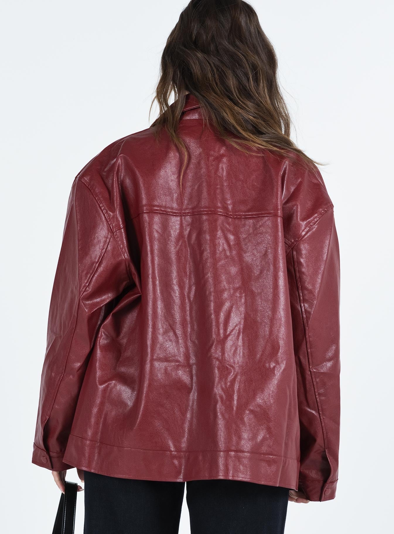 Callie Faux Leather Jacket Burgundy