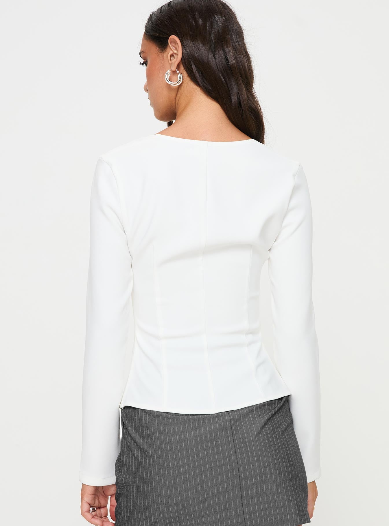 Gaskin Long Sleeve Top White