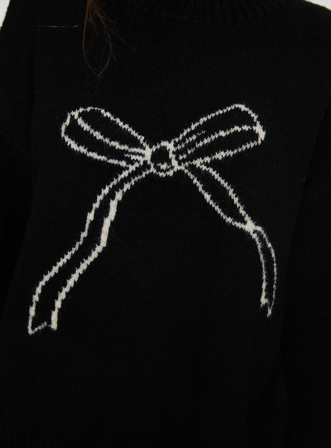 Shes So Sweet Bow Knit Sweater Black