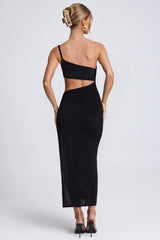 One Shoulder Cut Out Maxi Dress in Black