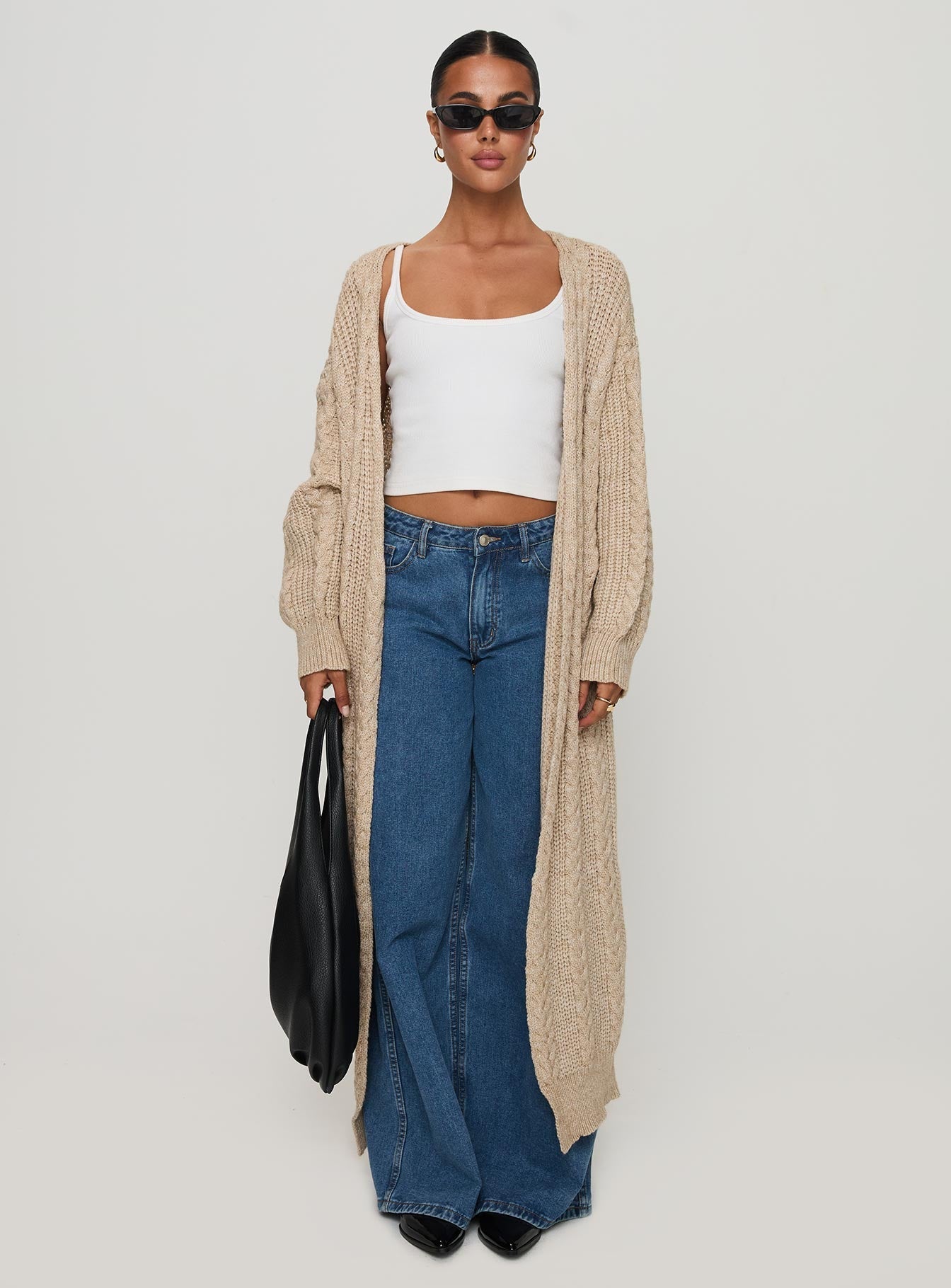 Orkid Cable Knit Cardigan Beige