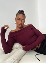 Morley Off Shoulder Sweater Burgundy