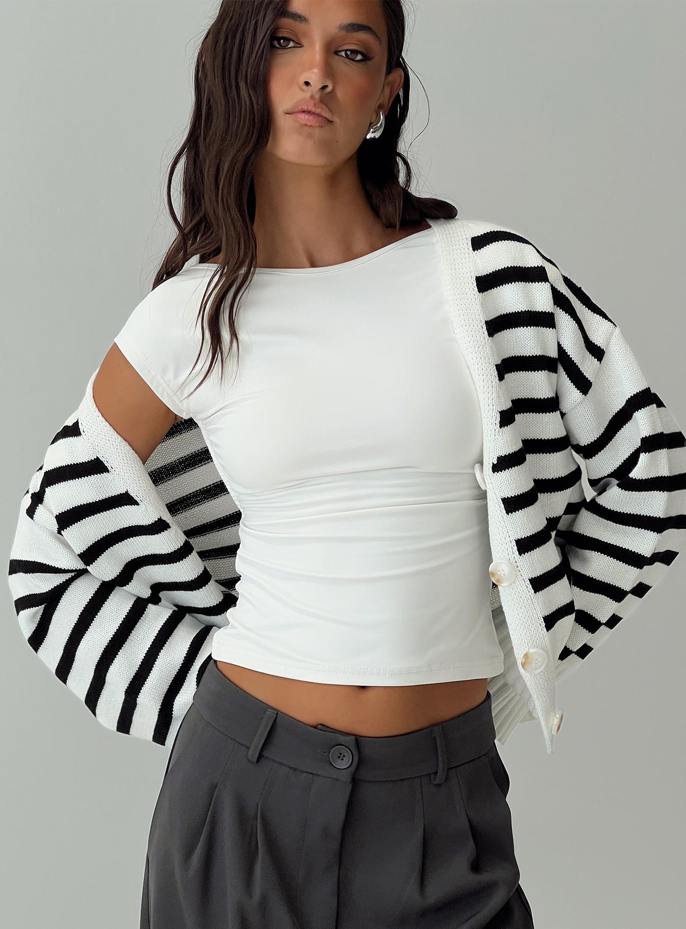 Karlson Striped Cardigan Cream / Black