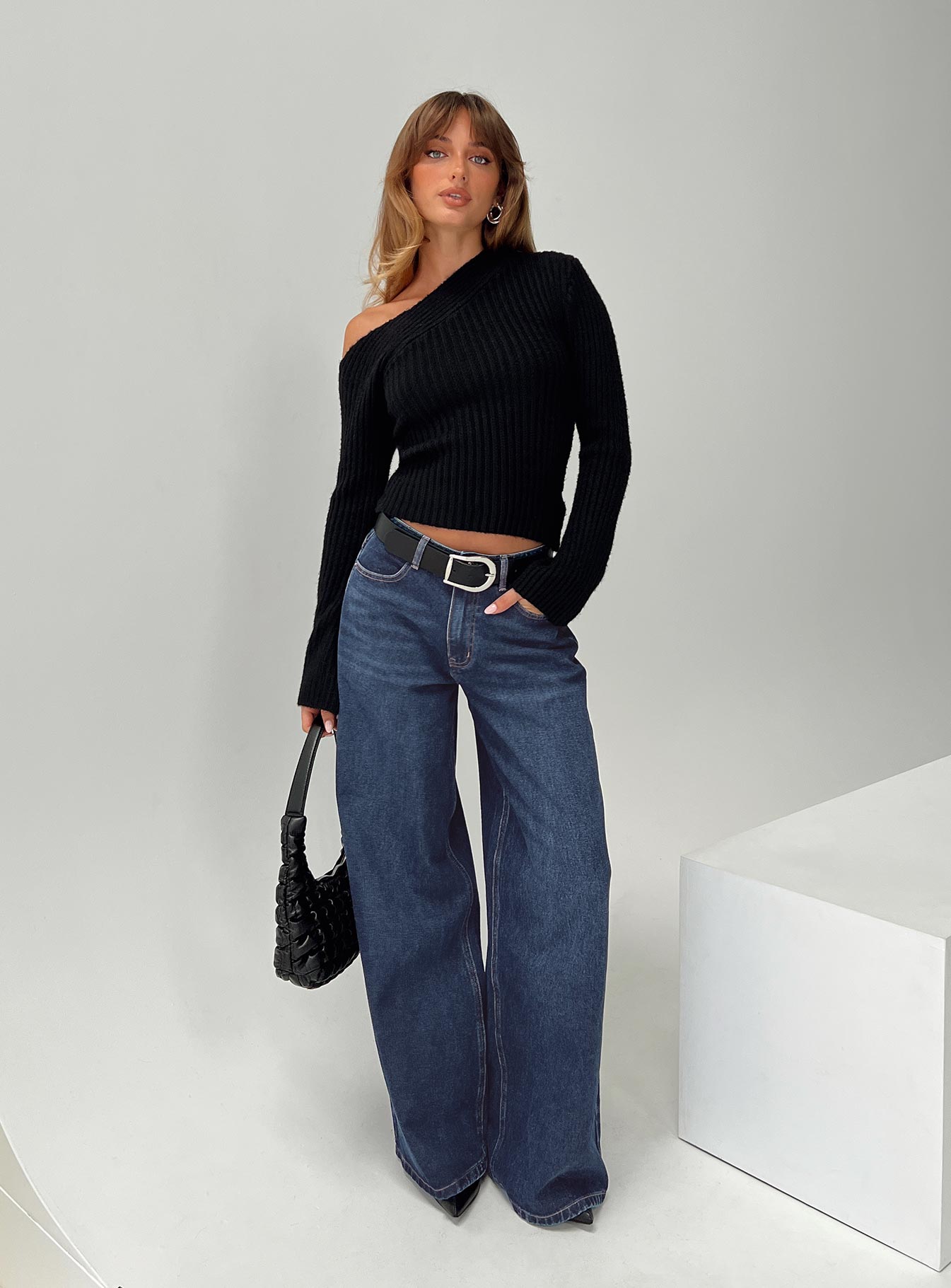 Naylor Wide Leg Jeans Mid Blue Denim