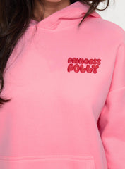 Princess Polly Hooded Sweatshirt Bubble Text Pink / Red