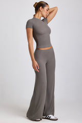 Mid Rise Wide Leg Trouser in Grey