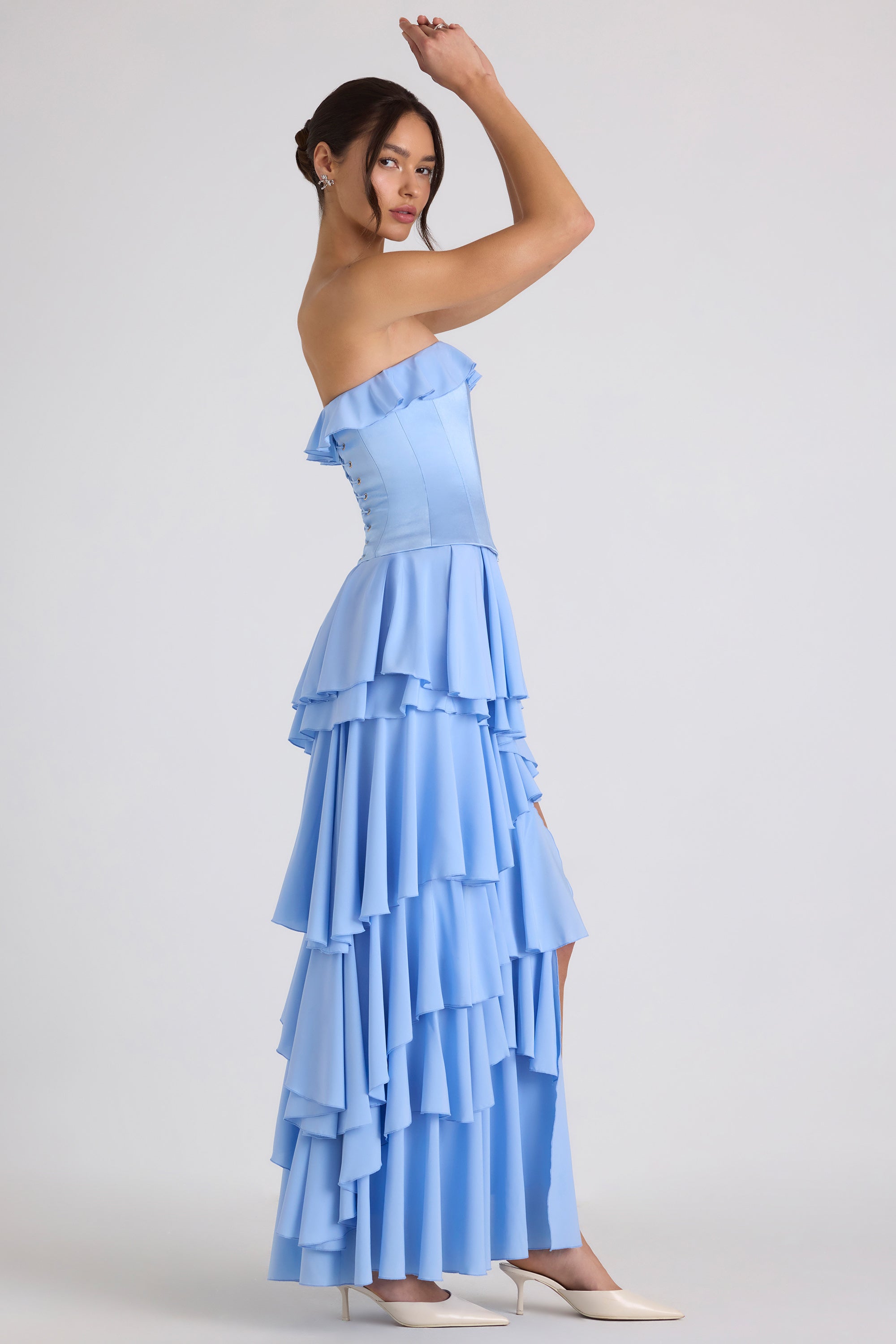 Tiered Corset Gown in Sky Blue