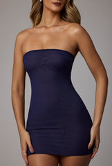 Soft Mesh Mini Slip Dress in Navy